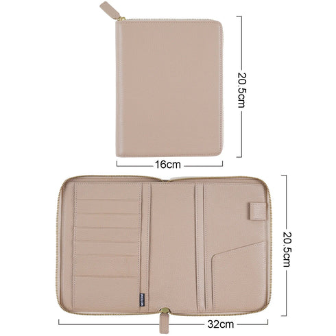Moterm Genuine Pebbled Grain Leather B6 Zip Cover with Top Pocket Cowhide Planner Zipper Notebook Organizer Agenda Journal Diary