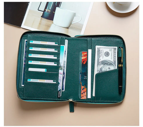 Moterm Genuine Pebbled Grain Leather B6 Zip Cover with Top Pocket Cowhide Planner Zipper Notebook Organizer Agenda Journal Diary
