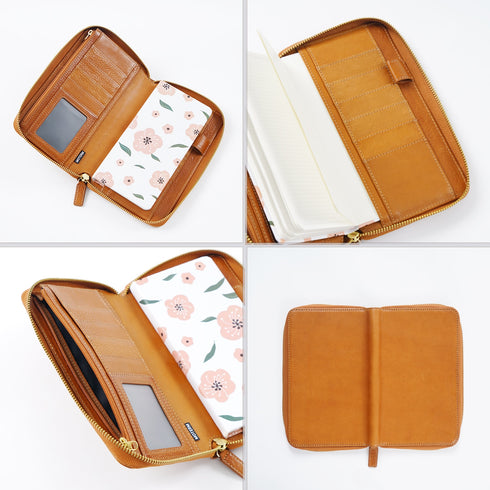 Moterm Full Grain Vegetable Tanned Cowhide Planner Zip Weeks 2.0 Cover for Hobo Weeks/ Mega Notebook Organizer Journal Diary