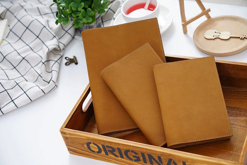 Genuine Natural Leather Cover A5 A6 B6 Journal Outdoor Travel Note Book Pen Clip Solid Retro Durable