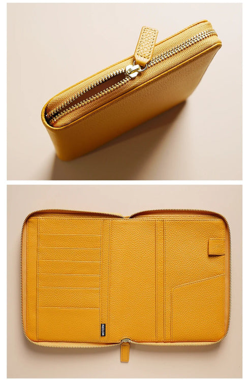 Moterm Genuine Pebbled Grain Leather B6 Zip Cover with Top Pocket Cowhide Planner Zipper Notebook Organizer Agenda Journal Diary