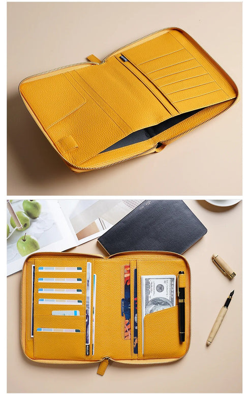Moterm Genuine Pebbled Grain Leather B6 Zip Cover with Top Pocket Cowhide Planner Zipper Notebook Organizer Agenda Journal Diary