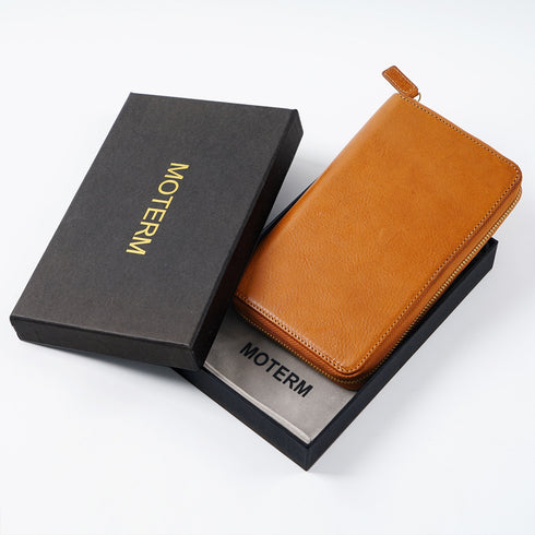 Moterm Full Grain Vegetable Tanned Cowhide Planner Zip Weeks 2.0 Cover for Hobo Weeks/ Mega Notebook Organizer Journal Diary