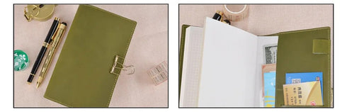 Genuine Natural Leather Cover A5 A6 B6 Journal Outdoor Travel Note Book Pen Clip Solid Retro Durable