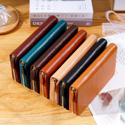 Moterm Full Grain Vegetable Tanned Cowhide Planner Zip Weeks 2.0 Cover for Hobo Weeks/ Mega Notebook Organizer Journal Diary