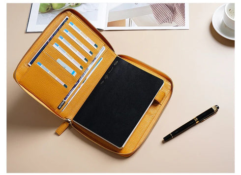 Moterm Genuine Pebbled Grain Leather B6 Zip Cover with Top Pocket Cowhide Planner Zipper Notebook Organizer Agenda Journal Diary