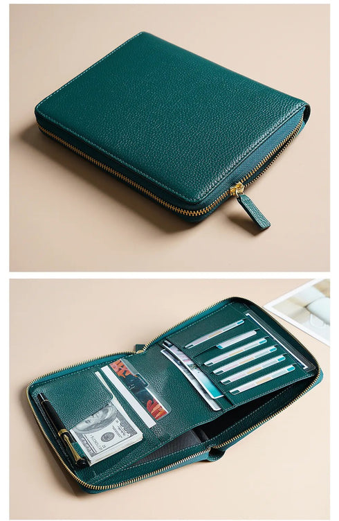 Moterm Genuine Pebbled Grain Leather B6 Zip Cover with Top Pocket Cowhide Planner Zipper Notebook Organizer Agenda Journal Diary