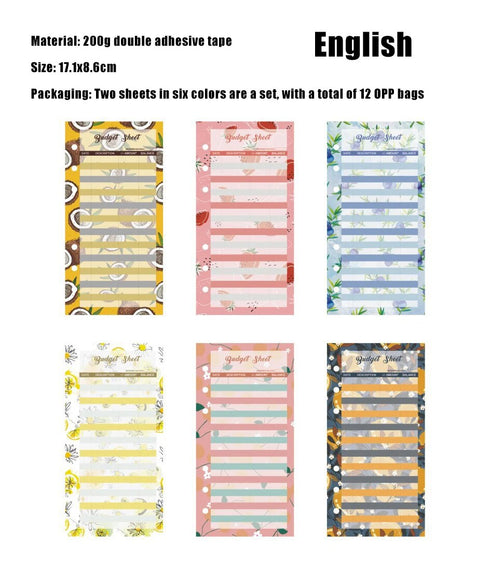 12pcs/lot Budget Sheets Envelope Consumer Card Bookkeeping Paper Postcards Letter Pad Extract Envelopes Small Business Supplies
