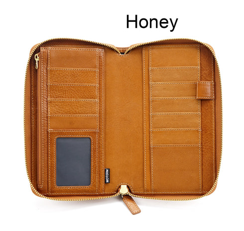 Moterm Full Grain Vegetable Tanned Cowhide Planner Zip Weeks 2.0 Cover for Hobo Weeks/ Mega Notebook Organizer Journal Diary