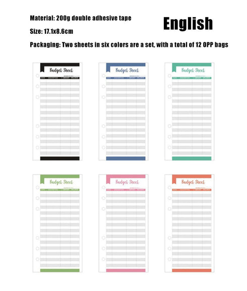 12pcs/lot Budget Sheets Envelope Consumer Card Bookkeeping Paper Postcards Letter Pad Extract Envelopes Small Business Supplies