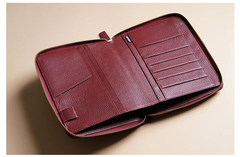 Moterm Genuine Pebbled Grain Leather B6 Zip Cover with Top Pocket Cowhide Planner Zipper Notebook Organizer Agenda Journal Diary