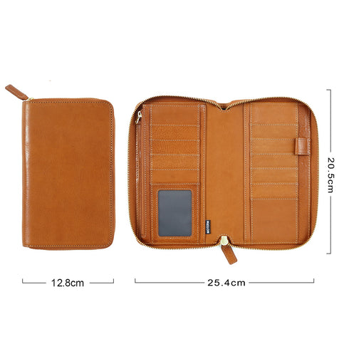 Moterm Full Grain Vegetable Tanned Cowhide Planner Zip Weeks 2.0 Cover for Hobo Weeks/ Mega Notebook Organizer Journal Diary