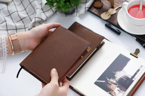 Genuine Natural Leather Cover A5 A6 B6 Journal Outdoor Travel Note Book Pen Clip Solid Retro Durable