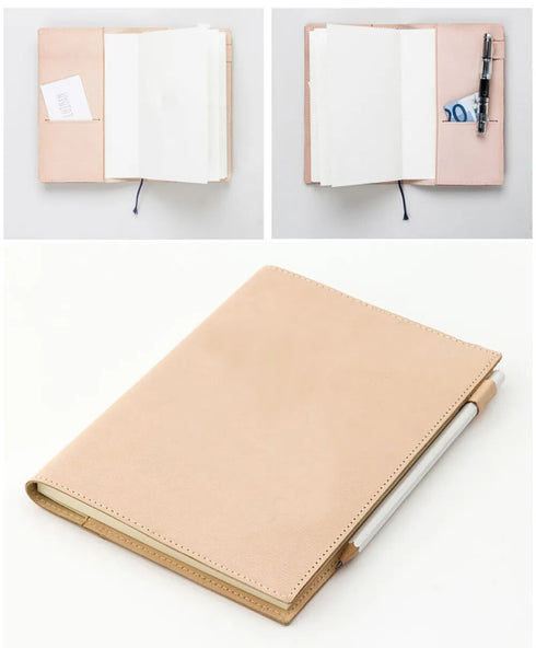 Genuine Natural Leather Cover A5 A6 B6 Journal Outdoor Travel Note Book Pen Clip Solid Retro Durable