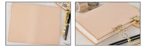 Genuine Natural Leather Cover A5 A6 B6 Journal Outdoor Travel Note Book Pen Clip Solid Retro Durable