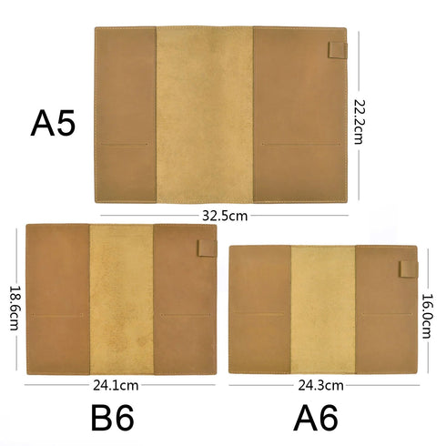Genuine Natural Leather Cover A5 A6 B6 Journal Outdoor Travel Note Book Pen Clip Solid Retro Durable