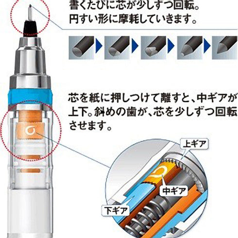 Mitsubishi LAVENDER M3-559 Uni Kuru Toga Kurutoga Advance 0.3mm Lead Mechanical Pencil Stay Sharp Refillable- Always Sharp - Auto-Rotates!