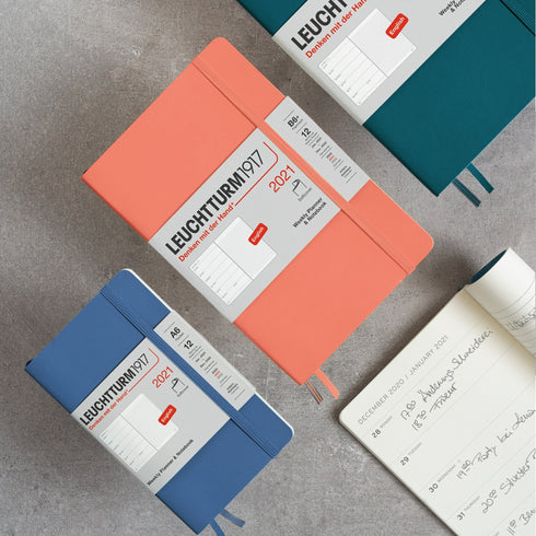 Leuchtturm1917 2021 NAVY Horizontal Pocket Weekly Planner & Notebook Softcover | A6