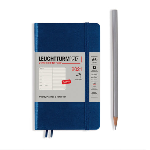Leuchtturm1917 2021 NAVY Horizontal Pocket Weekly Planner & Notebook Softcover | A6