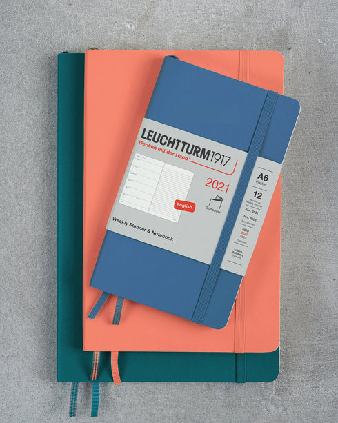 Leuchtturm1917 2021 BLACK Horizontal Pocket Weekly Planner & Notebook Softcover | A6