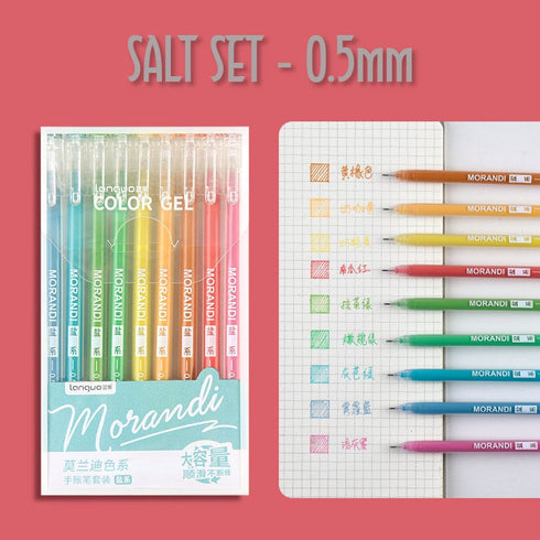 Languo Morandi NORDIC SET Color Gel 9 Pen Set 0.5mm Black Out Planning Milky gel Pen Set Fine Point Set | D0222