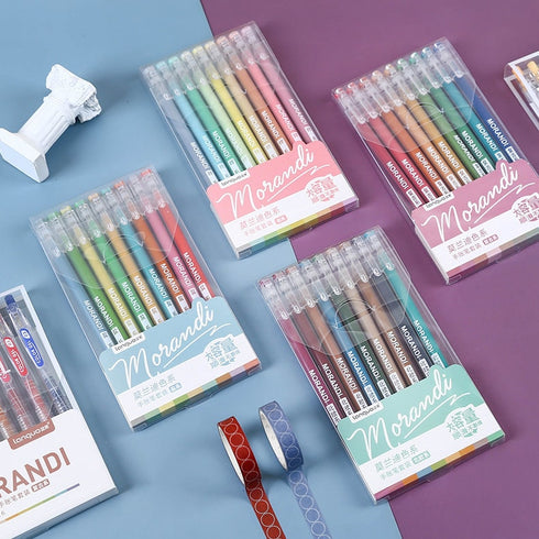 Languo Morandi NORDIC SET Color Gel 9 Pen Set 0.5mm Black Out Planning Milky gel Pen Set Fine Point Set | D0222
