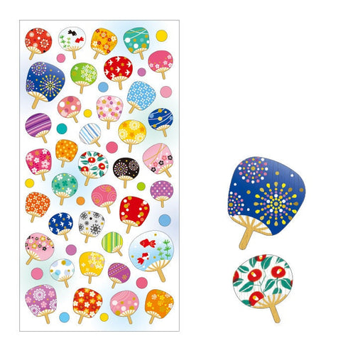 Mindwave 2023 Collection Japanese PAPER FANS Seals Kiji Shoji Seals Washi Stickers Seals Bujo Stickers Scrapbooking Stickers | 81209