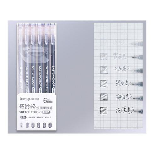 SKIN COLOR SET Languo Color Gel 6 Pen Set 0.6mm Black Out Planning Pen Set Fine Point Set | 9 Pens