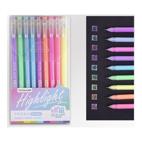 HIGH GLOSS PASTEL Languo Color Gel 6 Pen Set 0.6mm Black Out Planning Pen Set Fine Point Set | 9 Pens