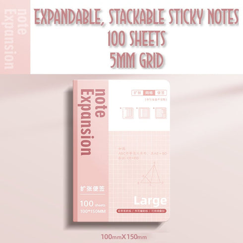 Small 5mm GRID EXPANDABLE STACKABLE Extension Vertical Sticky Notes Hidden Fold Sticky Notes Grid Sticky Notes | 75 X 100MM 100 Sheets