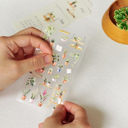MU Lifestyle Pop-Up 3D Embossed Stickers Gardening Houseplants Cactus Ivy Plant Rack Plant Shelf 3D Stickers Applique Stickers | 01