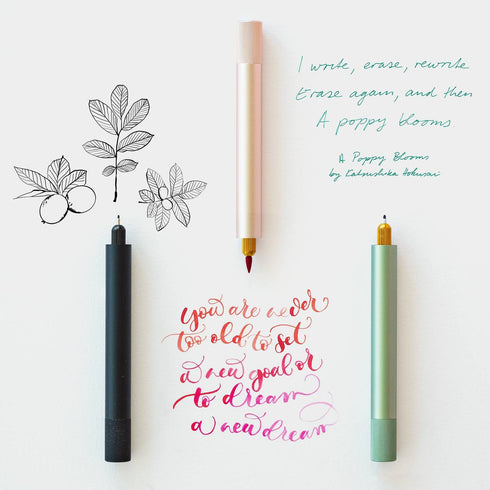 LUMOS MINI Refillable Fineliner & Brush Pen Anodized Aluminum Fill With Your Ink Refillable 11 Tip Sizes 0.1mm To Brush Eco-Friendly