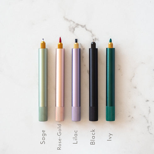 LUMOS MINI Refillable Fineliner & Brush Pen Anodized Aluminum Fill With Your Ink Refillable 11 Tip Sizes 0.1mm To Brush Eco-Friendly