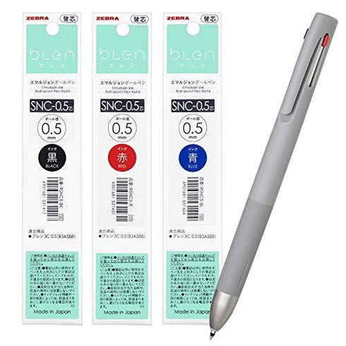 RED REFILL Zebra bLen 0.5mm 3C 3 Color Ballpoint Multi Pen refill Three Color Pen Refill Multiple Color Pen Zebra Pen Refill | SNC-0.5