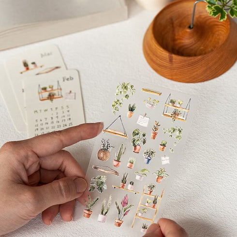 MU Lifestyle Pop-Up 3D Embossed Stickers Gardening Houseplants Cactus Ivy Plant Rack Plant Shelf 3D Stickers Applique Stickers | 01