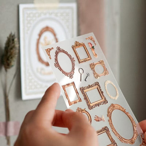 MU Lifestyle Pop-Up 3D Embossed Stickers Picture Frames Gold Foil Frame Victorian Frame Gothic Frame 3D Stickers Applique Stickers | 04