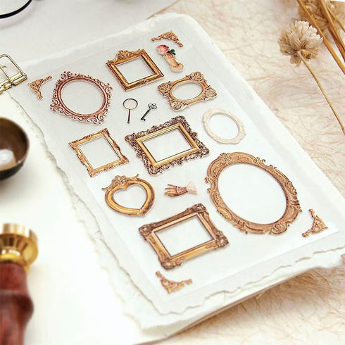 MU Lifestyle Pop-Up 3D Embossed Stickers Picture Frames Gold Foil Frame Victorian Frame Gothic Frame 3D Stickers Applique Stickers | 04