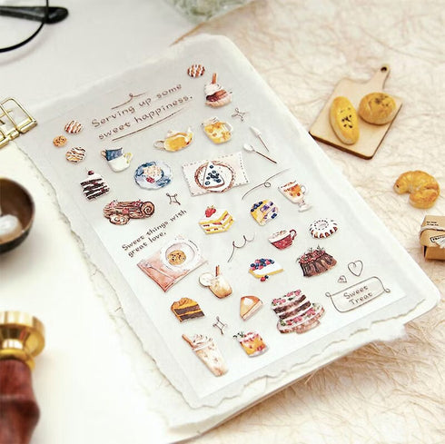 MU Lifestyle Pop-Up 3D Embossed Stickers Sweets Desserts Chocolate Cake Cheesecake Bundt Frappe Latte 3D Stickers Applique Stickers | 06