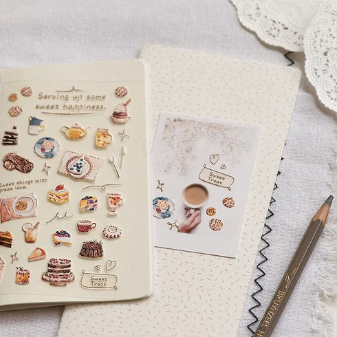 MU Lifestyle Pop-Up 3D Embossed Stickers Sweets Desserts Chocolate Cake Cheesecake Bundt Frappe Latte 3D Stickers Applique Stickers | 06