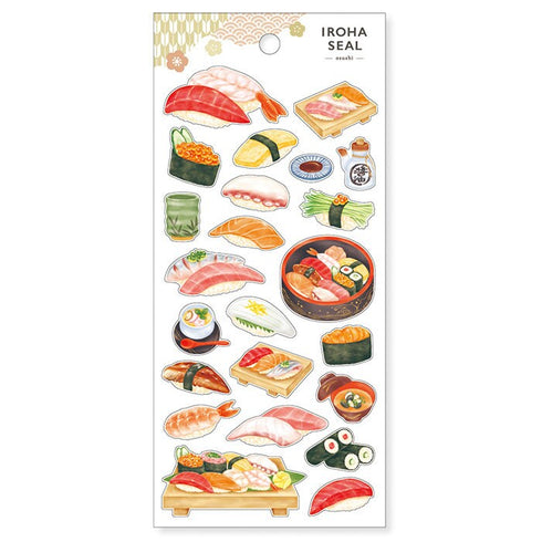 Mind Wave IROHA SUSHI Stickers Sushi Rice Bowl Fish Stew Tempura Clear Stickers Seals Bujo Sticker | 81866