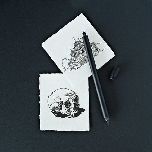 BLACK LUMOS PRO Duo-Tip Refillable Fineliner & Brush Pen Anodized Aluminum Fill With Ink Refillable 11 Tip Sizes 0.1mm To Brush Eco-Friendly