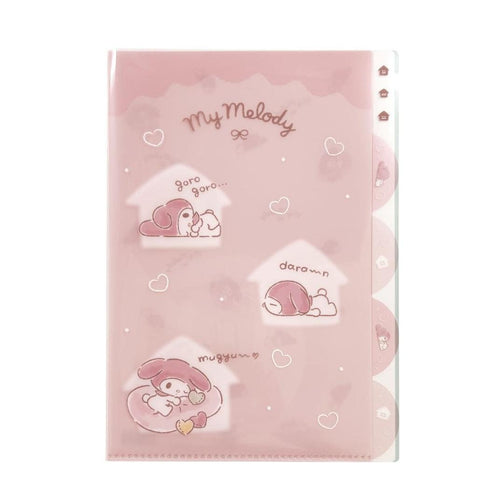 KUROMI MPLAN & Sanrio Collab Lazy Life A4 5 Pocket Index Clear Folder Pocket Folder Paper File Folder Plastic Folder | H310 X W220