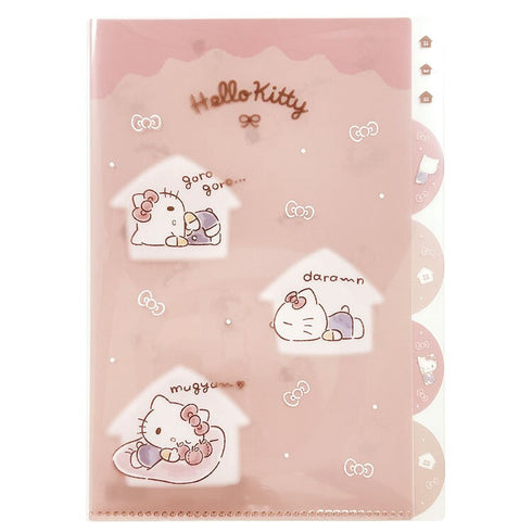 MY MELODY MPLAN & Sanrio Collab Lazy Life A4 5 Pocket Index Clear Folder Pocket Folder Paper File Folder Plastic Folder | H310 X W220