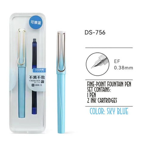 SUNSET Dianshi 0.38mm EXTRA Fine Fountain Pen Set Deluxe Foutain Pen Set Fountain Pen Extra Fine Nib Ink Cartridges | DS-756