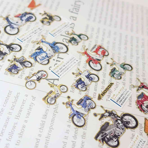 HONDA MOPED Kamio Japan Stickers Adult Visual Dictionary Motorcycle Motorbike Honda Moped Gold Foil Stickers | 211424
