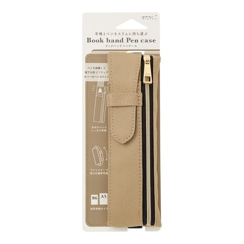 BLACK Midori Book Band Pen Case B6 - A5 Midori Pen Case Black Midori Pen Case Canvas Pen Case Adjustable Midori Adjustable Pencil Case