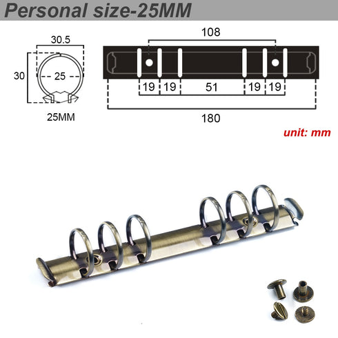Ring Binder Replacement Kit Ring Binder Mechanism Planner Rings with Hardware for Ring Planner | A5, A6, A7 & Personal