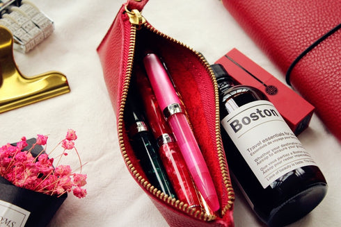 Litchi Grain School Pencil Cases Vintage Zipper Bag High-quality Cowhide Pencil Bag Retro Gift Stationery Supplies