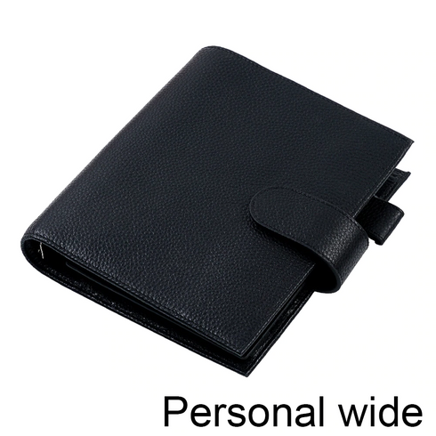 Moterm Luxe Personal Wide Litchi Grain Leather Planner 30 MM Silver Rings Notebook Organizer Agenda LARGE BACK POCKET