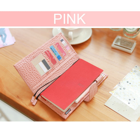 Moterm CROC WEEKS Leather Cover | Back Pocket and Double Clasps Notebook Diary Journal Planner Weeks Cover